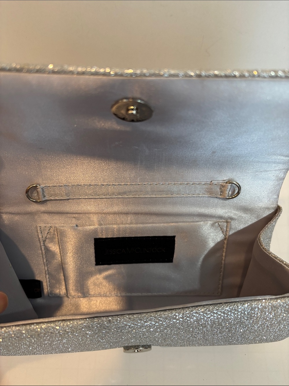 Jessica McClintock Chloe Sparkle Stones Evening Clutch Bag in Silver - Picture 8 of 10
